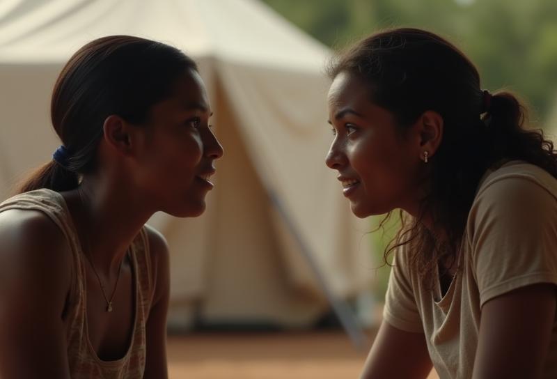 Two people engaged in a sensitive conversation