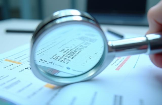 Magnifying glass over data, symbolizing quality check